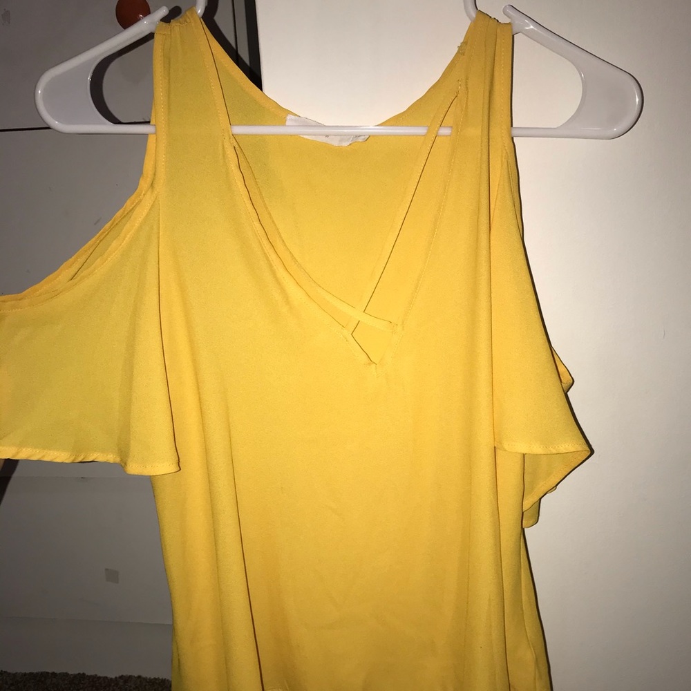 Yellow Cold Shoulder Blouse